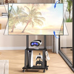 Rolling TV Stand on Wheels for 23-60Inch Flat/Curved Screen TVs,Tilt Mobile TV Cart with 2 Shelves,Portable TV Stand with Adjustable Height Holds up to 50lbs for Indoor Outdoor Max VESA 400x400mm