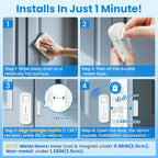 Sanjie Door Alarm with Instant and Delayed Alerts 30s/1min/2min/4min, Door Window Ajar Alarms for Kids Safety/Home Security, Volume 0-120dB, Left Open Alert for Freezer Fridge Home, 3 Sensor