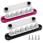 6 x M8 (5/16") Studs Power Distribution Block Bus Bar 12V, Ampper 5.9" HD 200A Marine BusBar Battery Distribution Block W/Cover for Car Boat Solar (Red & Black)