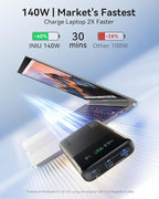 INIU 140W Power Bank, 25000mAh High Capacity Laptop & Phone Portable Charger, Fast Charging Flight Cruise Ship Family Essentials Traveling Powerbank for College Student Traveler Teen Boys Girls, White