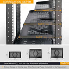 RIVECO 2PCS 1U Rack Shelves, 19” Cabinet Mount 1 U Tray Vented Cantilevers for Computer Case Shelf Mounting, 10 Inches 25CM Depth, Black