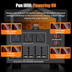 3000W Voltage Converter Transformer Step Up 110V/120V to220V/240V or Step Down 220V to 110V AC Power Converte, Circuit Breaker Protection, 3 US sockets, 3 Universal sockets, LCD Display