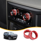 Air Conditioner Switch Control Button Knob Cover Compatible with 2024-2025 Hummer EV Accessories Rear Climate Control Knob Covers, Aluminum Alloy AC Decal Trim Rings Interior 2Pcs (Red)