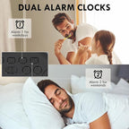 GuDoQi Sunrise Alarm Clock with Fast Wireless Charger Station and Bluetooth, Full Screen with Sunrise Simulation Light, Sleep Aid, Dual Alarms, FM Radio, 10 Colors Nightlight for Bedroom, Black