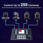 RGBlink NDI PTZ Camera Controller, PoE Powered, 3D Joystick Control,3.5 LCD Preview, Multi-Protocol Support, for Church Worship, Webinars & Live Streaming (RGBBKT)