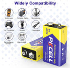 PKCELL 9V Batteries, 24 Pack 9 Volt Batteries Carbon Zinc, 9V Battery for Smoke Detector, Alarms, 6F22 Square Battery