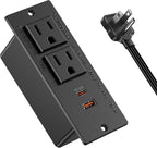 Recessed Power Strip USB C PD 30W Fast Charging,Flush Mount Desk Recessed Outlet,Space-Saver for Furniture Side Table,2 USB Ports,2 AC Outlets,6ft Cord,Ultra Thin Flat Plug