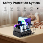 150W/35A Charging Station for Multiple Devices, 16 Port USB C Fast Charging Station with Adjustable Dividers - Organizer Charging Dock for Smartphone, iPad, Kindle, Tablet & More