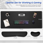 Gimars 4 in 1 Mouse Pad and Keyboard Wrist Rest Set, Large Mouse Pad with Memory Foam Wrist Support Pad for Desk with Coaster, Easy Typing Pain Relief, Gaming Office Home, 31.5x12 inch, Black