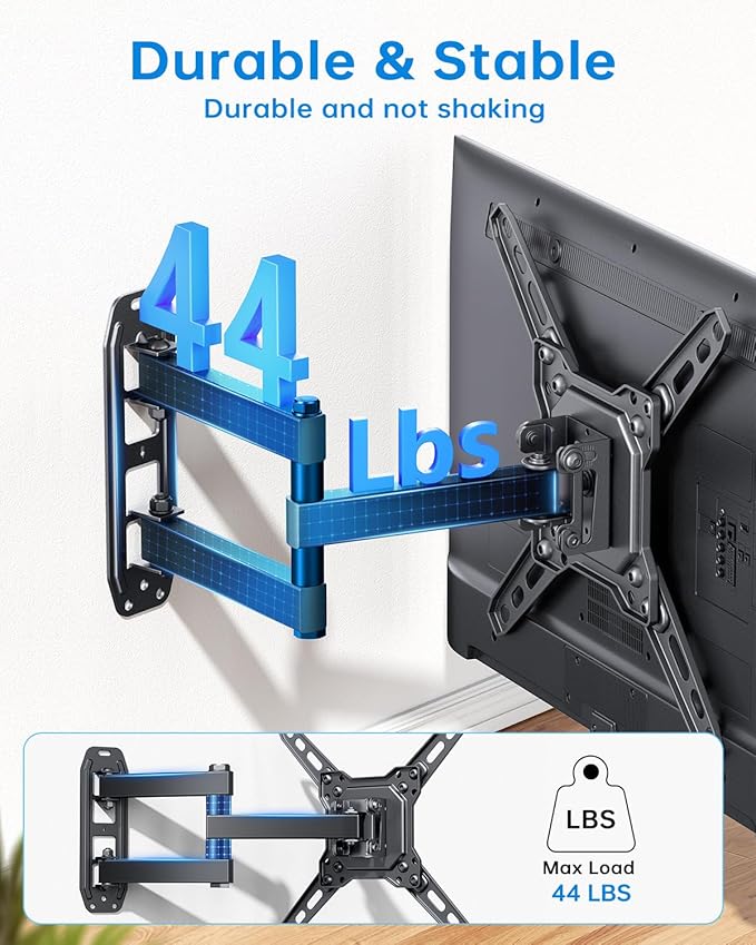 Full Motion Articulating Swivel TV Monitor Wall Mount Bracket for 13'' to 43'' TVs Articulating Arms Swivel Tilt Extension Rotation for Corner RV Motorhome Max VESA 200x200 Max Load 48 lbs