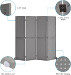 Bonnlo 4 Panel Pegboard Freestanding, 5 FT Portable Display Board Organizer for Craft Show Jewelry, Wooden Folding Privacy Screen Room Divider (with Base, Grey)