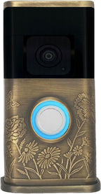 Garden Video Doorbell Cover (Compatible with Ring 3, 3 Plus, 4, Battery Plus, and Battery Pro) (Antique Brass)