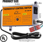 Attic Fan Thermostat-Control: with Socket and Wire Connector, Can Be Connected to Two Fans, Replacement Thermostat with Overload Protector, Temperature Controlled Exhaust Fan for Workshop, Greenhouse