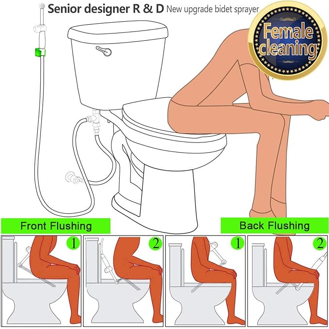 SonTiy Handheld Bidet Toilet Sprayers Black Stainless, Cloth Diaper Sprayer Bathroom Hand Held Jet Spray Bidet Attachment for Toilet with Adjustable Pressure Control, Solid Brass, 7.9" Bidet Wand
