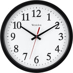 Westclox 14 Inch Round Office Wall Clock with Large Easy to Read Black and White Dial, Battery or Electric Powered, Quartz Accuracy, Glass Lens and Metal Hands, Analog Wall Clock