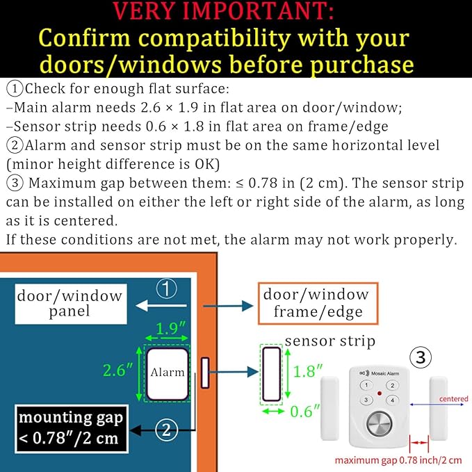 3 Pack Door Alarms with Delay When Left Open 130db Window Break Sliding Siren Vibration Detect Sensor for Home, Apartment Security. Keypad Intruder Burglar Entry Alert. Pool Alarm for Kids Safety