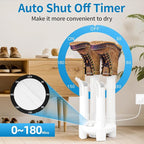 LAVIEAIR Boot Dryer, Shoe Dryer and Glove Dryer with Timer and Fan, White