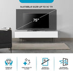 SONOROUS ST-360 Premium TV Stand for Living Room – Modern TV Stands & Entertainment Center with Storage – Black Glass & White Wood Cover – Luxury Media Console with Metal Legs for TVs up to 75 inches