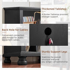 Joaxswe Record Player Stand with Charging Station Up to 200 Albums, 24" Wide Mid-Century Record Player Table with Vinyl Record Storage,Large Wood Turntable Stand Dispaly Cabinet for Living Room,Black