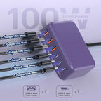 USB C Charger Block, 100W GaN 6 Port PD USB C QC USB A Wall Charger Adapter Plug Cube, Super Fast Type C Charging Station Hub for iPhone 17 16 15 14 Pro Max iPad Samsung Pixel