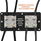 AMOMD 400A Bus Bar 8 M10 (3/8 inch) Terminal Studs Modular Design Tin Plated Copper Distribution Block Negative Pole Electrical Buss Bars 12-48 V DC with Cover for Trailer Marine Boat Car RV