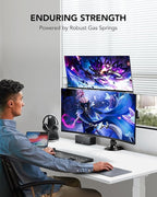 HUANUO 17-32 Inch Dual Monitor Stand, NITROGLIDE™ Dual Monitor Mount, Monitor Stand 2 Monitors, Ergonomic Adjustable Tilt/Swivel/Rotate, Weight Max 19.8 lbs, VESA 75/100mm