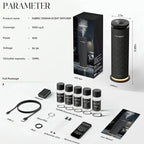 Waterless Scent Diffuser Starter Kit with 5 Oils, Luxury Hotel Style Cold Air Diffuser Oil Machine for Home, 1000 Sq Ft Coverage, Quiet Nebulizing Aromatherapy with Remote, Tower Fabric Design, Black