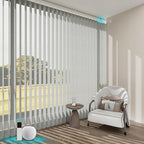 Blindify Motorized Sheer Vertical Blinds with Remote, Light Filtering Smart Vertical Blinds Work with Alex Google Home, Horizontal Blinds for Sliding Glass Doors, Customize(Linen Light Gray)