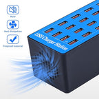 USB Charging Station,100W 20-Port Multi Device Charger with Intelligent Safety Features,Charging Station for Multiple Devices Phone,Watch,Pad,Speakers,Headphones,PS Compact for Home,Office,Travel