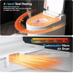 WANSID Compact Smart Toilet With Bidet, Heated Seat, Auto Open/Close Lid, Blackout Flush, Warm Water & Air Dry Function, One-piece Toilet with Tankless Design, Space-Saving, Night Light