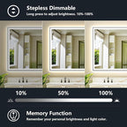 YEELAIT 72x36 Inch LED Bathroom Mirror with Lights (Front Lit and Backlit) Black Framed Lighted Vanity Mirror for Bathroom Wall Dimmable Anti-Fog Memory Tempered Glass Horizontal/Vertical