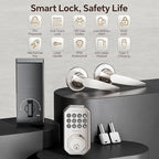 VCHOO Keyless Entry Door Lock Set Smart Locks for Front Door Keypad Door Lock with Handle Auto Lock One Time Password Anti Peeping Password IP54, Satin Nickel