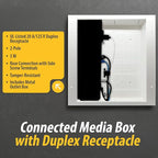 DATA COMM Electronics 45-8031-1C Recessed Media Box Outlet - Integrated Duplex 20A Commercial Receptacle, TV Wall-Mount, Streamlined Cable & Cord Management, Home & Office