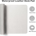 Aothia Leather Desk Pad Protector, Mouse Pad, Office Desk Mat, Non-Slip PU Leather Desk Blotter, Laptop Desk Pad, Waterproof Desk Writing Pad for Office and Home (23.6" x 13.7", Off-White)