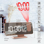 Mightree Projection Alarm Clock for Bedroom, Digital Alarm Clock with USB Charger, 7.4" Large LED Mirror Display Radio Alarm Clock, Dual Smart Alarm with Projection on Ceiling, Rose Gold