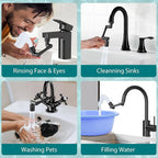 CECEFIN 1440° Rotating-Faucet-Extender Sink Aerator - 1080°+360° Large-Angle Splash Tap Extension with 2 Water Outlet, Swivel Multifunctional Robotic Arm for Kitchen/Bathroom, Black