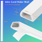 YCLYC 66in White Wire Covers for Cords Kit, Wall Cord Hider, Cord Covers for Wires on Wall, TV Cable Hider Kit, Easy to Install Cable Management 4XL16.5 W0.86 H0.43in