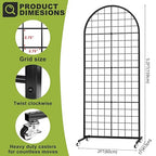 VGMiu Grid Wall Panel 1PCS Display Stand 2' x 5.2' FT Black Grid Wall Panels Movable Retail Display Racks Floorstanding Gridwall Heavy Duty with Wheel for Art Craft Photo Displays Fair Trade Show