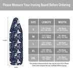 ZCFYGDX Ironing Board Covers Butterfly Blue Flower Print Lightweight & Breathable Anti-Slip & Wear-Resistant(17 x 49 in) Hook & Loop Elastic Edge Easy to Install, Scorch Resistant Decor Size-M
