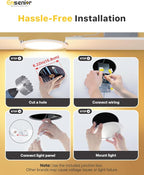 Ensenior 12 Pack 6 Inch LED Recessed Ceiling Light, Dimmable, 4000K Cool White, 1050LM 12W 120V, High Brightness Canless Wafer Downlight - ETL&FCC&IC