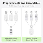 BN-LINK Mini Wireless Remote Control Outlet Switch Power Plug in for Household Appliances, Wireless Remote Light Switch, LED Light Bulbs, White (2 Remotes + 5 Outlets) 1250W/10A