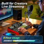 Podcast Microphone Bundle with Live Sound Card Audio Mixer, Podcast Equipment Bundle Sound Board with 3.5mm Condenser Microphone(P15) for Pc/Phone Live Streaming Singing Gaming,Voice Changer, Denoise