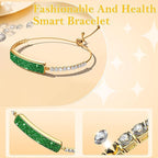 Smart Bracelet for Women, Jewelry Fitness Tracker with 2 Bands, Heart Rate & SPO₂ Monitor, Stress & Sleep Tracking, Step & Calorie Counter, 5ATM Waterproof for iOS & Android, No Subscription, Green