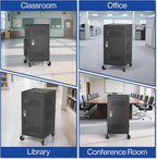 4 Pack | Fully Assembled 30 Bay Multi Device Charging Station for Chromebook,iPad,14'' Laptop,Pre Built Computer Charging Cart with Charger Cable Management,Circuit Breaker,Grounding Protection(Black)