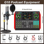 Podcast Microphone Bundle with Live Sound Board Audio Mixer, Podcast Equipment Bundle with 3.5mm Condenser Microphone(P15) for Pc/Phone Live Streaming Singing Gaming, Voice Changer, Denoise