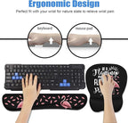 Mouse Pad Wrist Support and Keyboard Wrist Rest Set with Coasters, Inspirational Quote Be a Flamingo in a Flock Pigeons with Non-Slip PU Base Ergonomic Mousepad for Computer Laptop Home Office