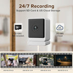 STSVA 3MP 2K Window Security Camera,2.4G&5G WiFi Indoor Camera for Home with Color Night Vision,24/7 Recording,Motion Detection,Support SD Card and US Cloud Storage.(1PCS)