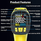Infrared Thermometer Temperature Gun, TEMIRUP Non-Contact Digital IR Laser Temp Gun -58°F to 1472°F, K-Type Probe -40°F~1202°F, for Cooking, Pizza Oven, BBQ, HVAC, Home & Industrial