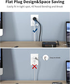 KWRNVO 7-in-1 Power Strip, 85W PD USB C Power Strip with 3 USB-C, 2 USB-A Ports and 2500W AC Outlet, Flat Plug Essentials for Home/Office/College/Travel (Black)