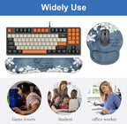 Keyboard Wrist Rest + Mouse Pad Wrist Support Set with Coasters, Non-Slip PU Base Ergonomic Mousepad for Home Office Working Studying Easy Typing & Pain Relief, Quote Bible Verses Psalm 46:5
